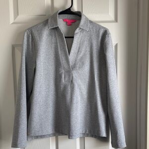 Lilly Pulitzer Gray Long Sleeve Polo Shirt